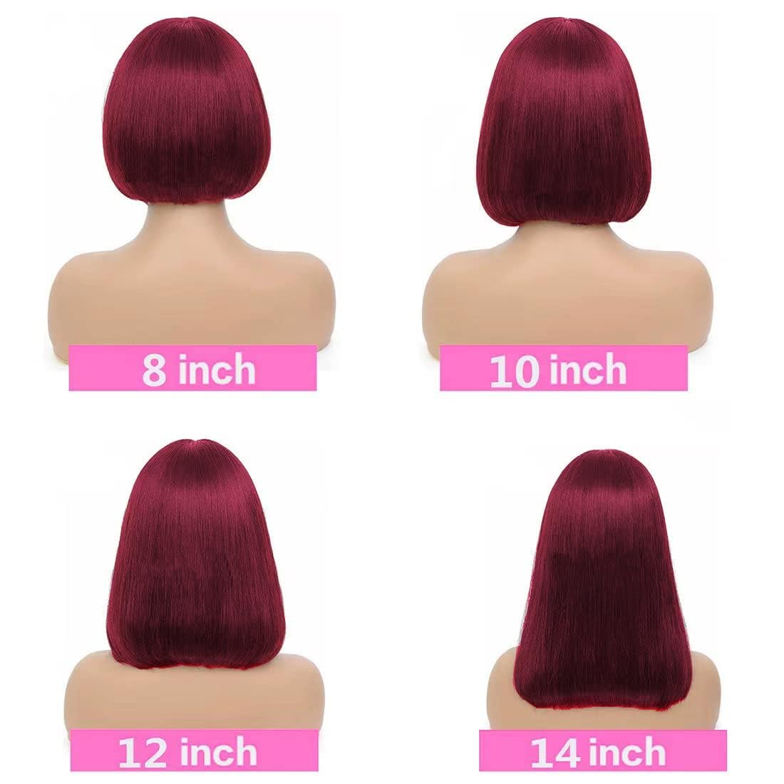 OLFORY 99j Burgundy Bob Wig Human HaIr Wigs 13x4 Lace Front Wigs for Black Women Straight Burgundy Human Hair Pre Plucked 180% Density Transparent Lace Frontal Wig 99j Short Bob 10 inch