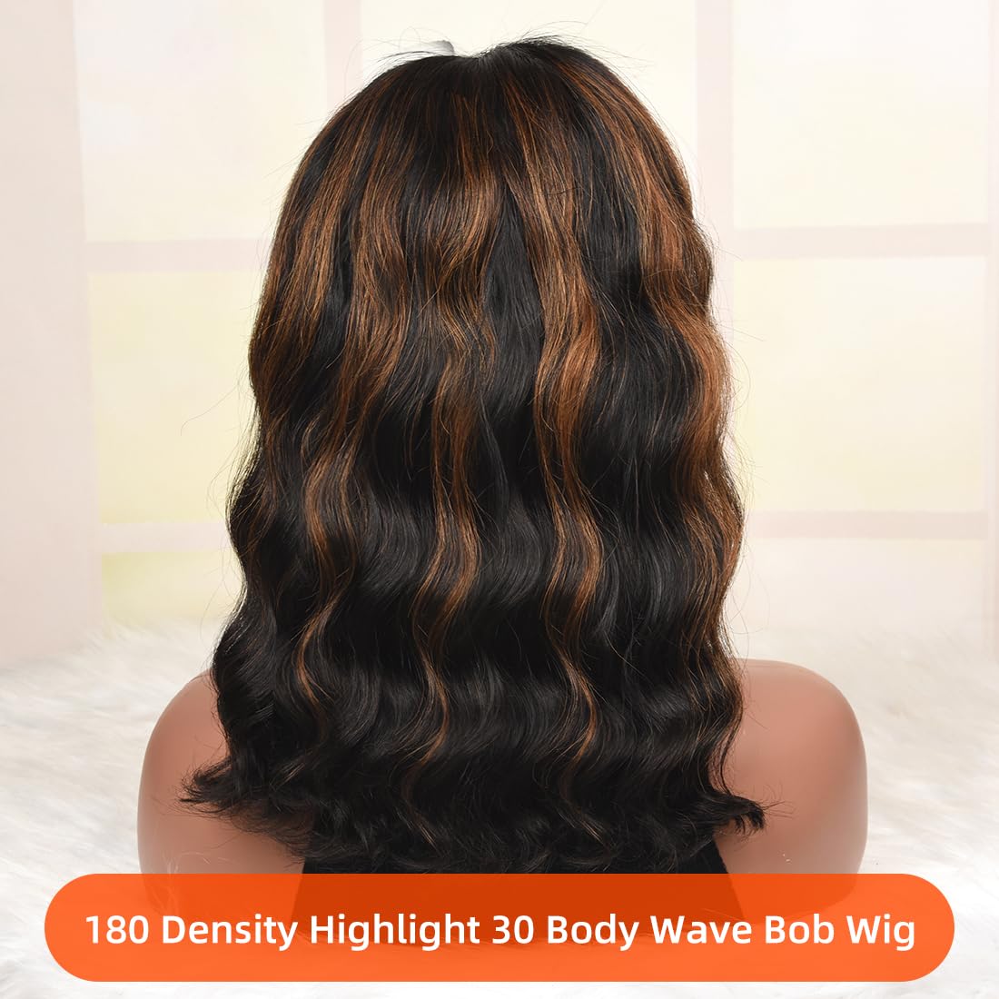 CIYOO 1B/30 Ombre Highlight Bob Wig Human Hair 14 inch Body Wave Bob Wig Loose Wavy 13x4 Highlight HD Lace Frontal Bob Wig Human Hair 180% Density Pre Plucked Ombre Short Bob Wigs for Black Women