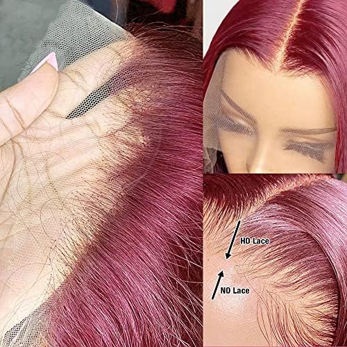 OLFORY 99j Burgundy Bob Wig Human HaIr Wigs 13x4 Lace Front Wigs for Black Women Straight Burgundy Human Hair Pre Plucked 180% Density Transparent Lace Frontal Wig 99j Short Bob 10 inch