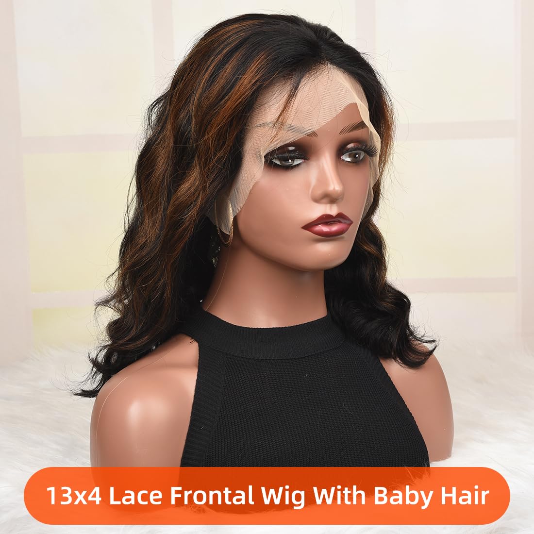 CIYOO 1B/30 Ombre Highlight Bob Wig Human Hair 14 inch Body Wave Bob Wig Loose Wavy 13x4 Highlight HD Lace Frontal Bob Wig Human Hair 180% Density Pre Plucked Ombre Short Bob Wigs for Black Women