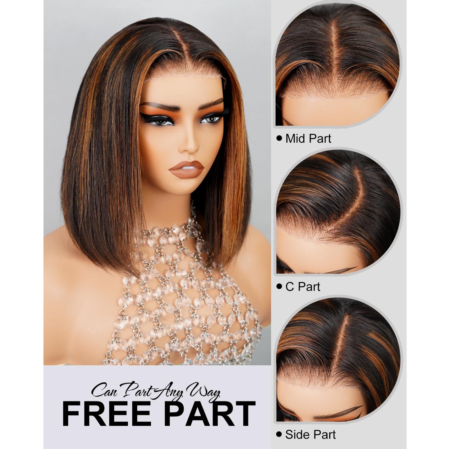 Arabella Hair 12inch 5x6 1B/30 Highlight Bob Wig Human Hair Real 210% Density Ready to Go Glueless Wig 12a Straight Bob Wigs Human Hair Pre Cut Lace Pre Bleached Tiny Knots (12inch, 5x6 1B/30 Bob)