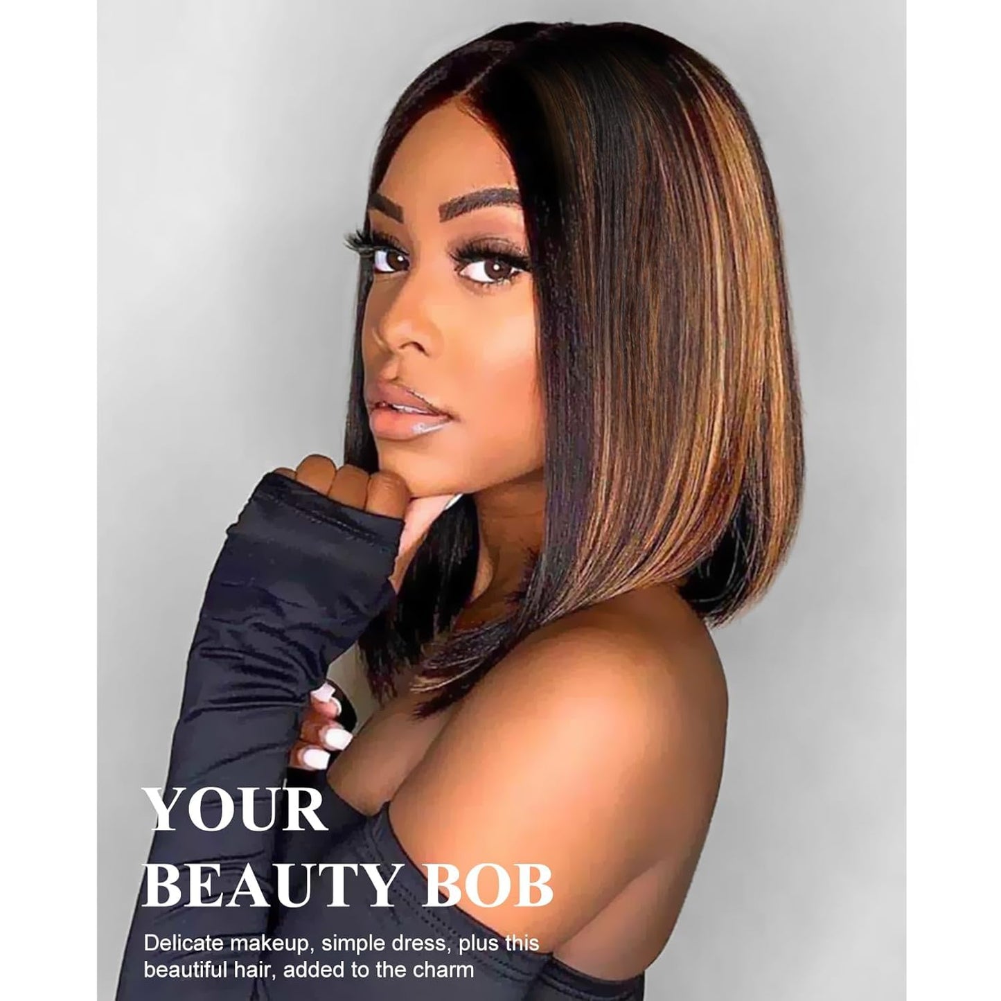 Arabella Hair 12inch 5x6 1B/30 Highlight Bob Wig Human Hair Real 210% Density Ready to Go Glueless Wig 12a Straight Bob Wigs Human Hair Pre Cut Lace Pre Bleached Tiny Knots (12inch, 5x6 1B/30 Bob)
