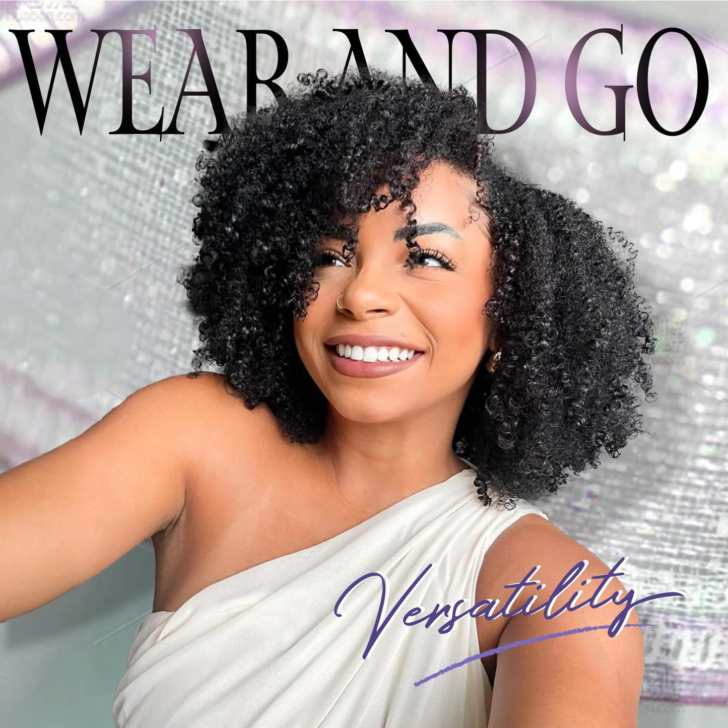 Hanne Fashion Short Kinky Curly Wigs Black Side Part Wig Afro Curly Wig Twist Out Wig African American Wigs Heat Resistant Fiber Synthetic Full Wigs for Black Women (1B)