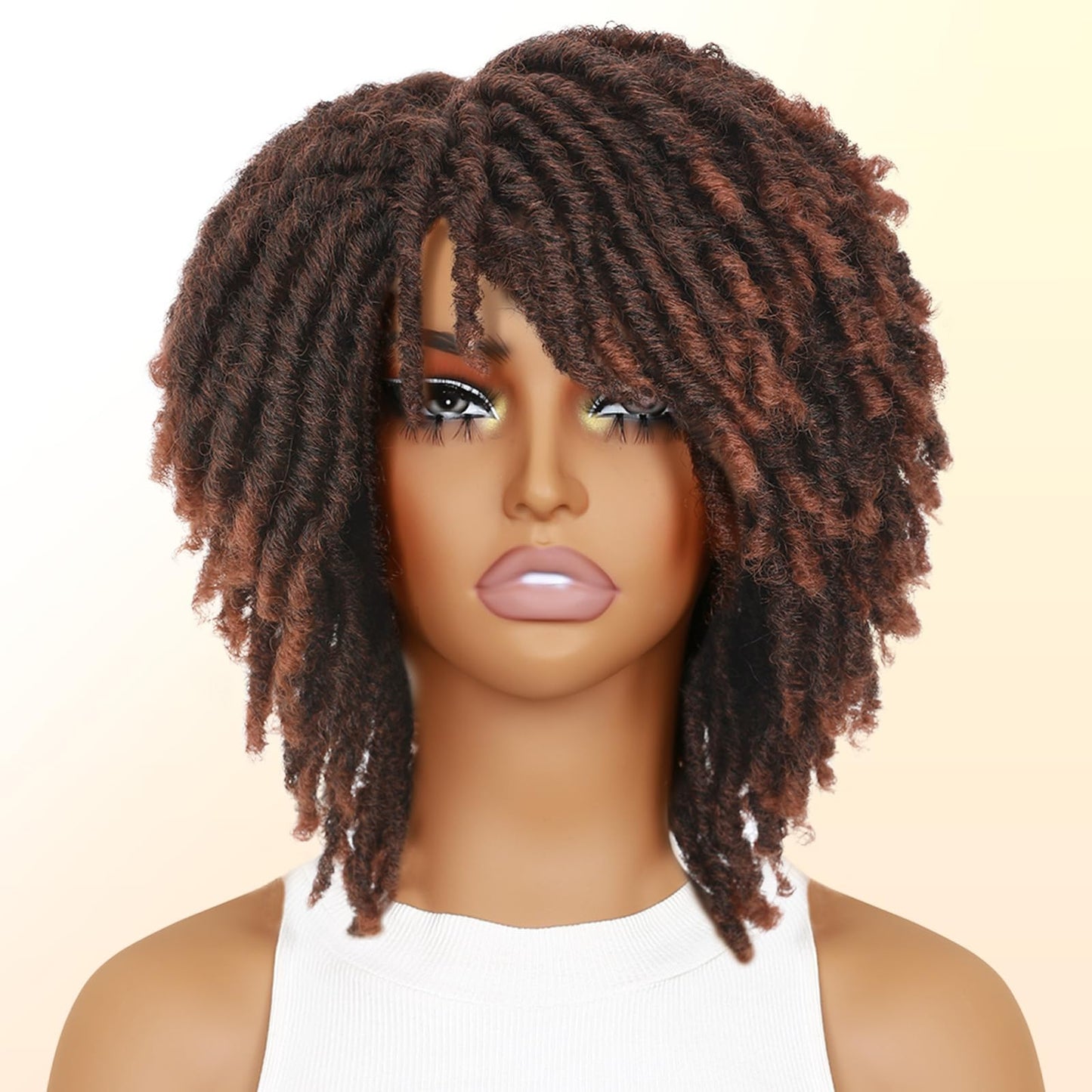 HANNE Dreadlock Wig Short Twist Wigs for Black Women and Men Afro Curly Synthetic Wig (350 Color)