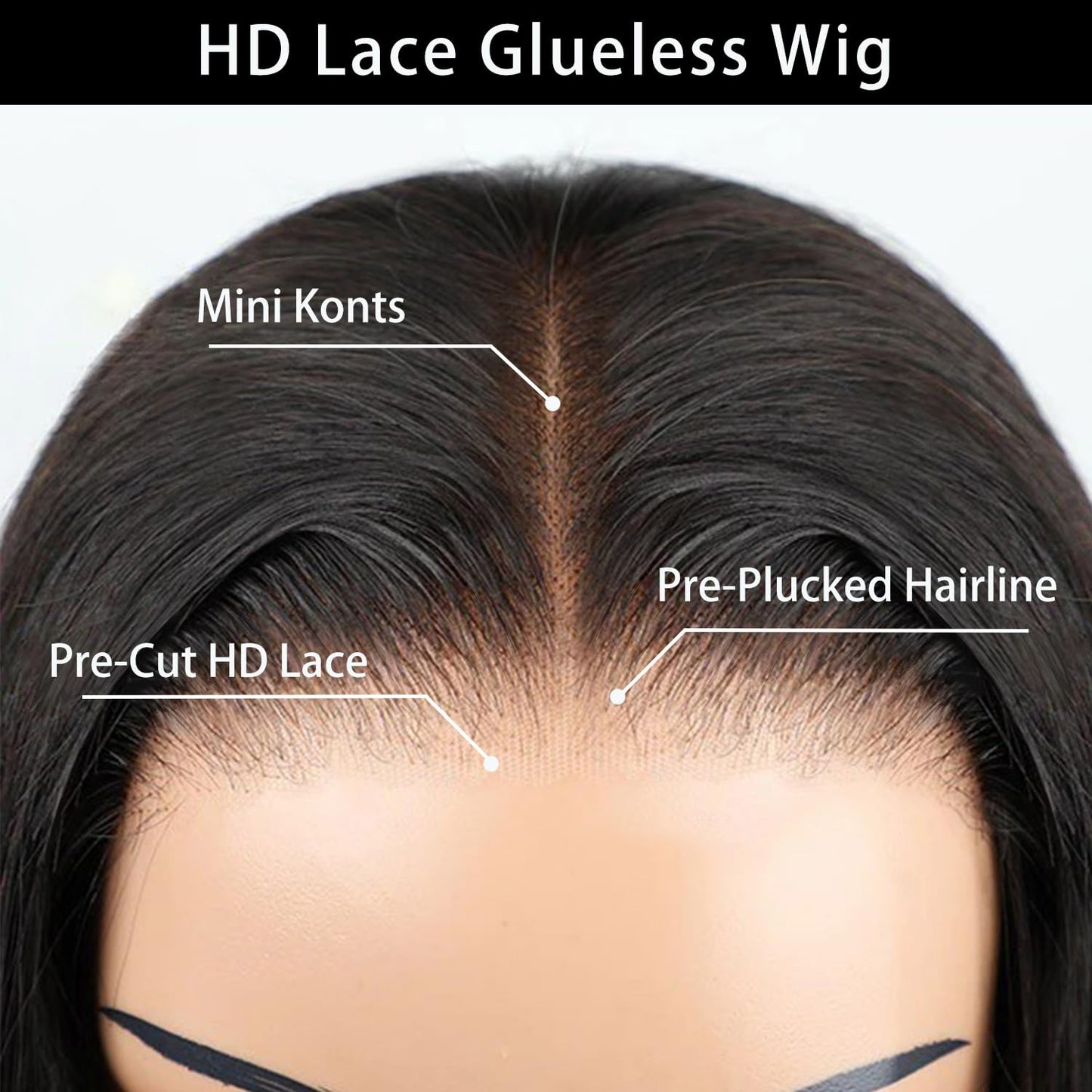 Glueless Wigs Human Hair Pre Plucked Pre Cut 6x4 Straight Lace Front Wigs Human Hair 20 Inch Hd Lace Front Closure Wigs for Women 180% Density Wear and Go Glueless Wig Ready to Wear Natural Black
