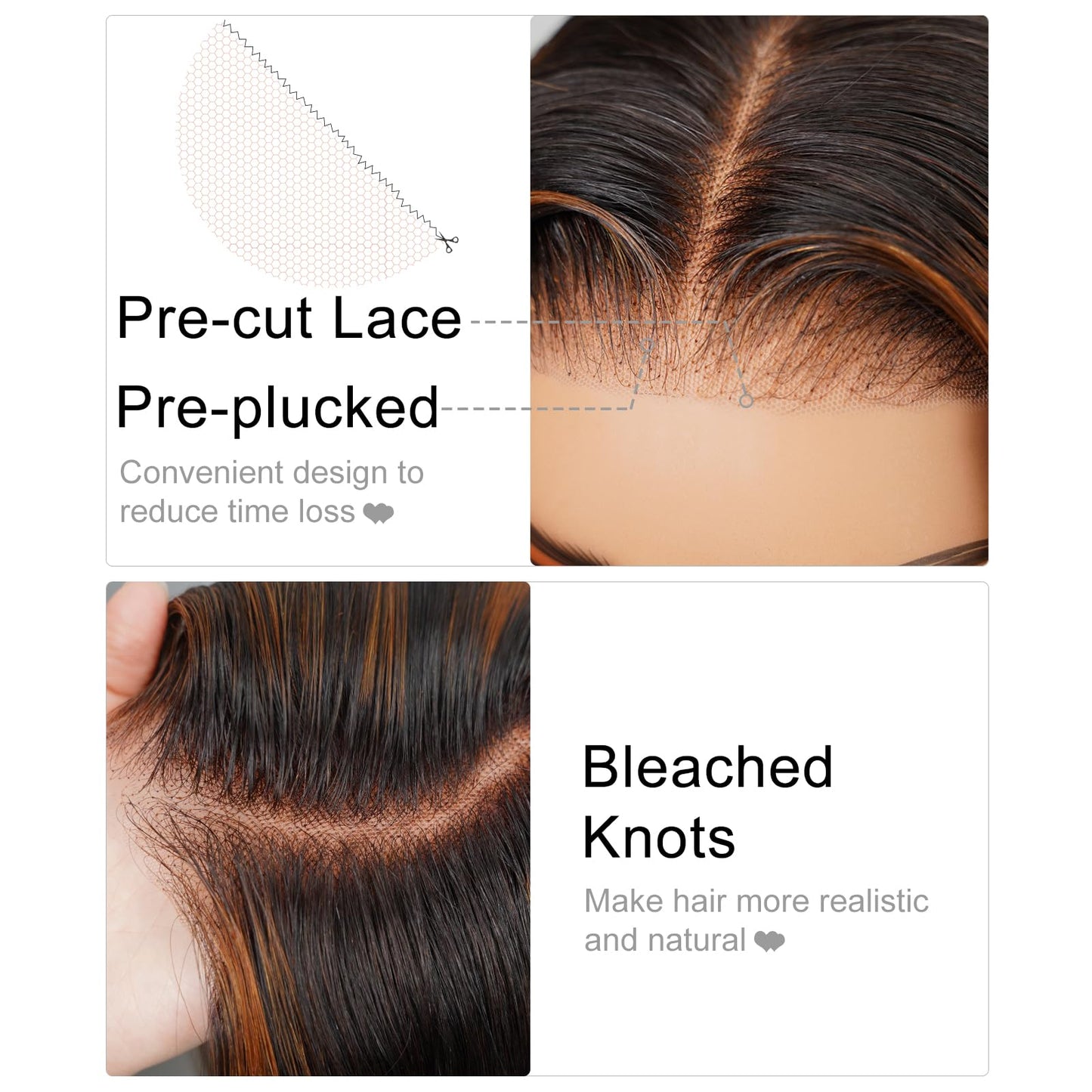 Arabella Hair 12inch 5x6 1B/30 Highlight Bob Wig Human Hair Real 210% Density Ready to Go Glueless Wig 12a Straight Bob Wigs Human Hair Pre Cut Lace Pre Bleached Tiny Knots (12inch, 5x6 1B/30 Bob)