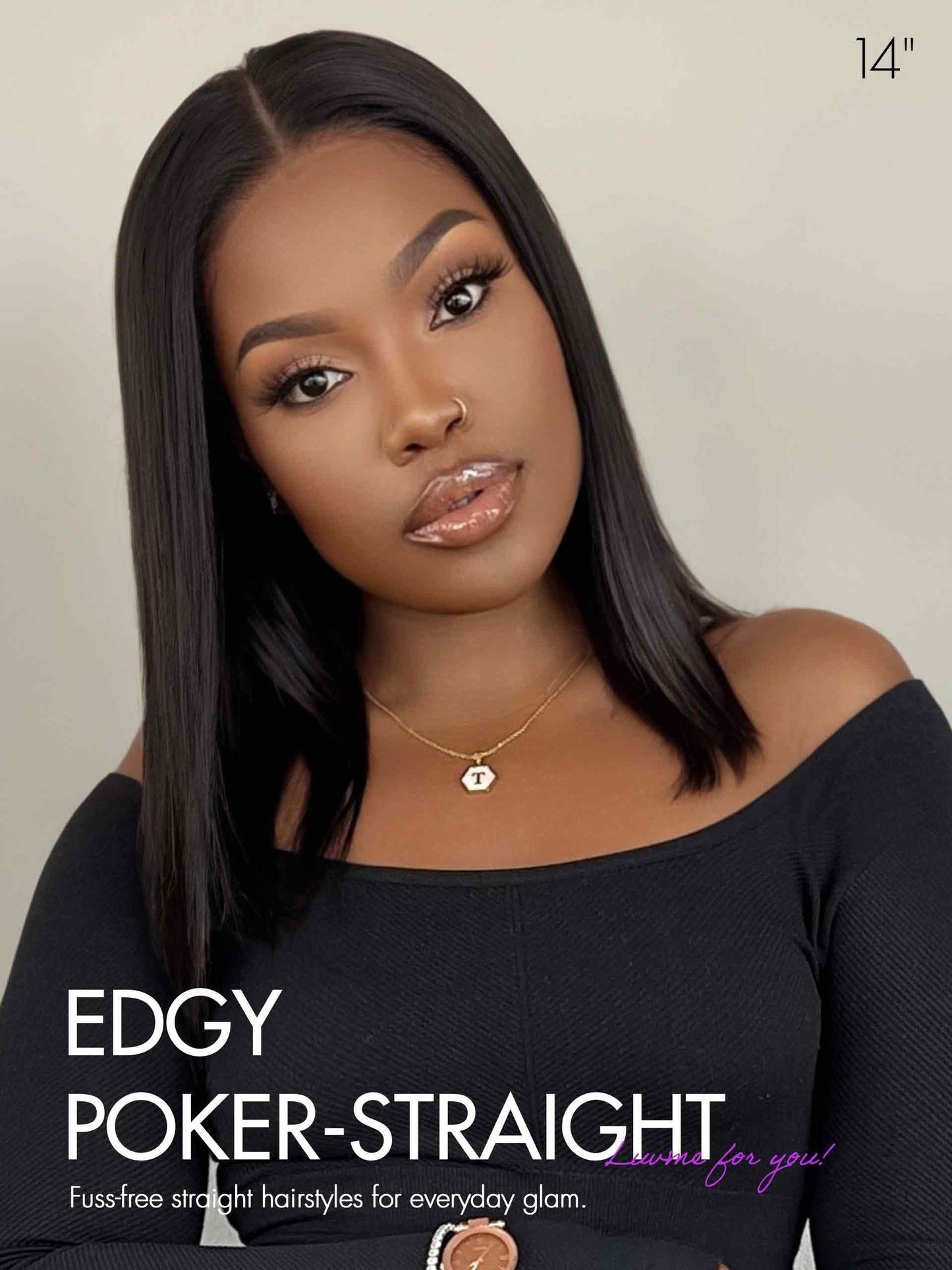 LUVME HAIR 16'' Straight HD Lace Wig Lace Front Wigs Human Hair Pre Cut Lace Frontal Glueless Human Hair Wig Pre Plucked Long Straight Black Wig