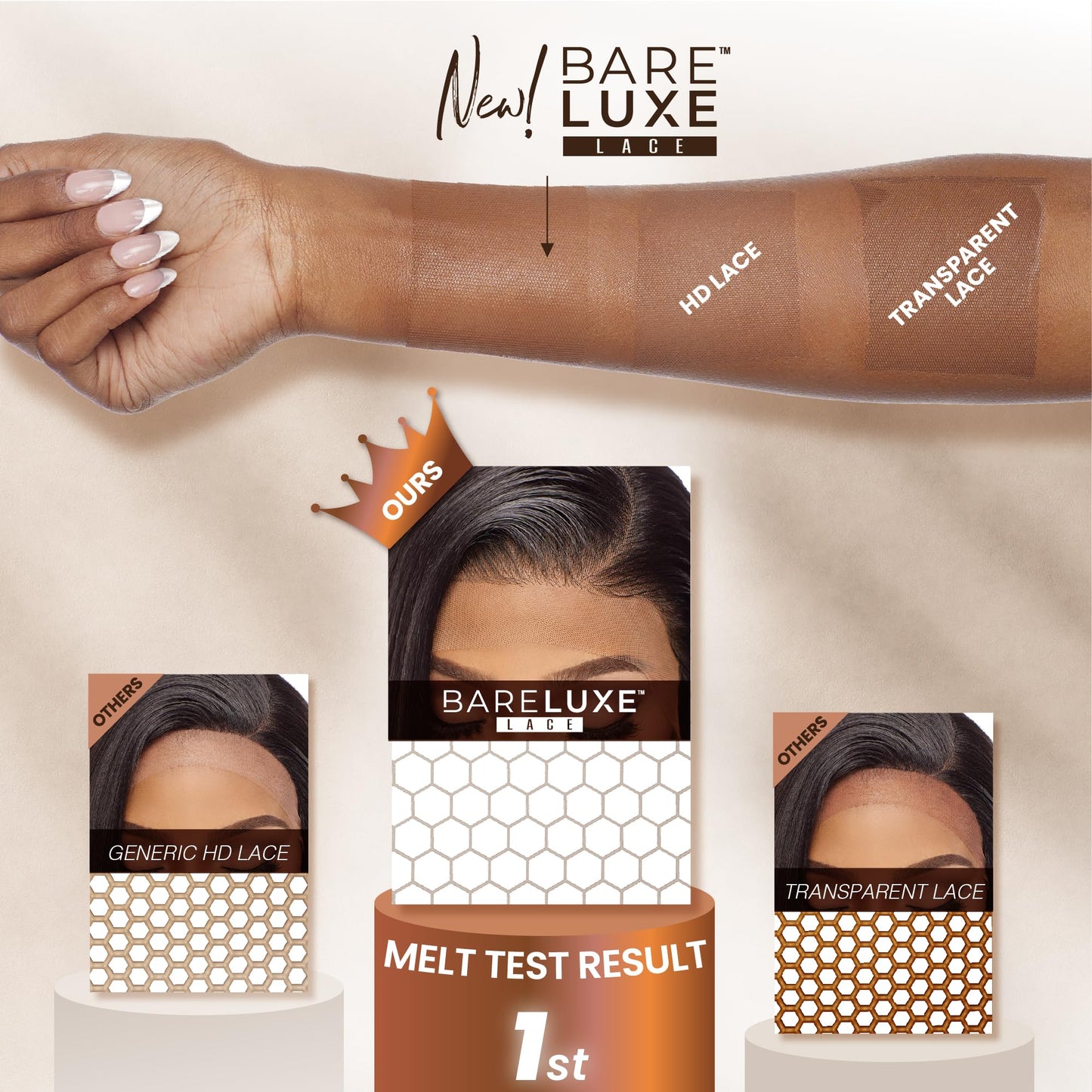 Sensationnel Bare Lace 13x6 wigs - Unit 3 Glueless synthetic with 180 degree preplucked hairline Non lifting 2040 larger grid thinner lace - BareLace unit 3 (LIGHTASHBROWN)