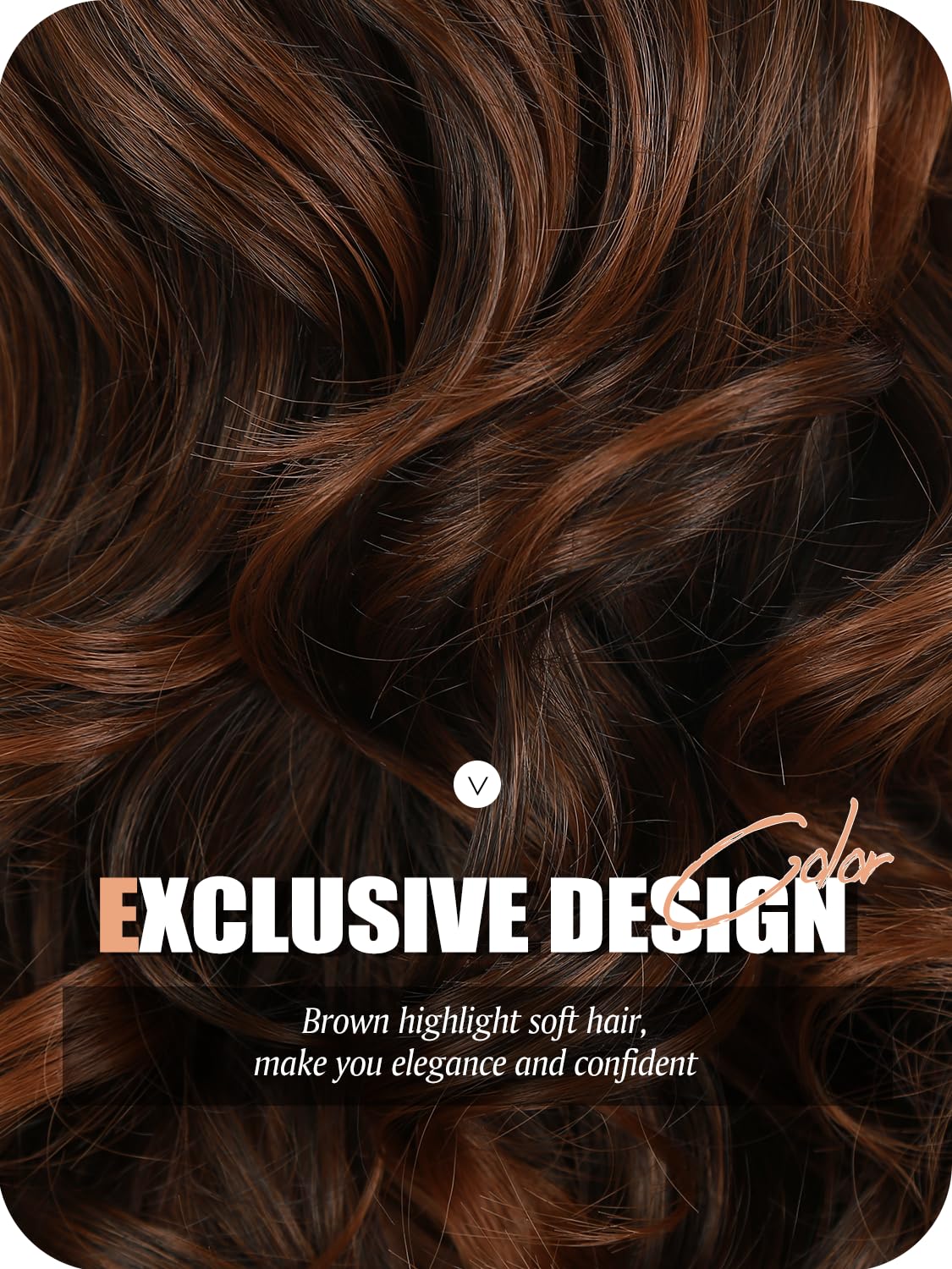 FANCEE Short Body Wavy Wig Curly Loose Wave Wigs Big Curly Lady Side Part Shoulder Length Wigs Synthetic Wig for Black Women (Mixed Brown)