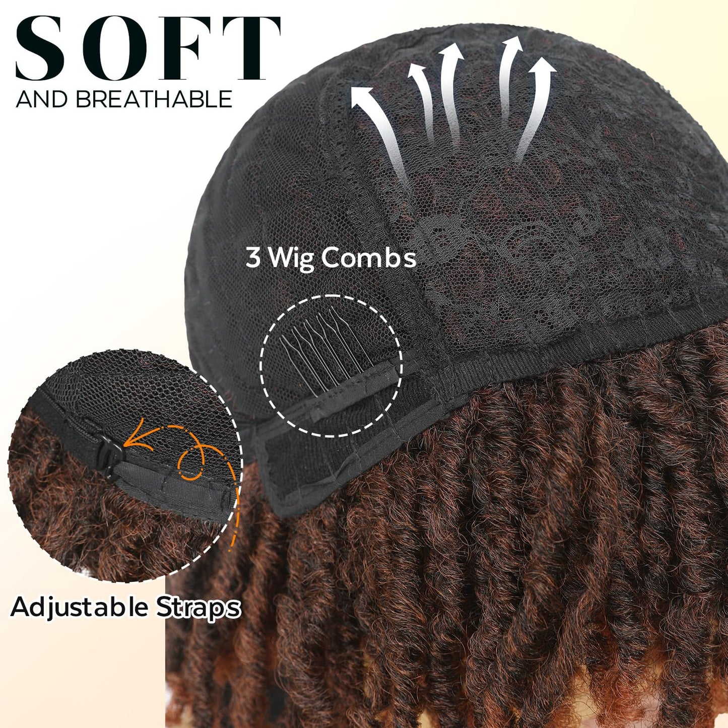 HANNE Dreadlock Wig Short Twist Wigs for Black Women and Men Afro Curly Synthetic Wig (350 Color)