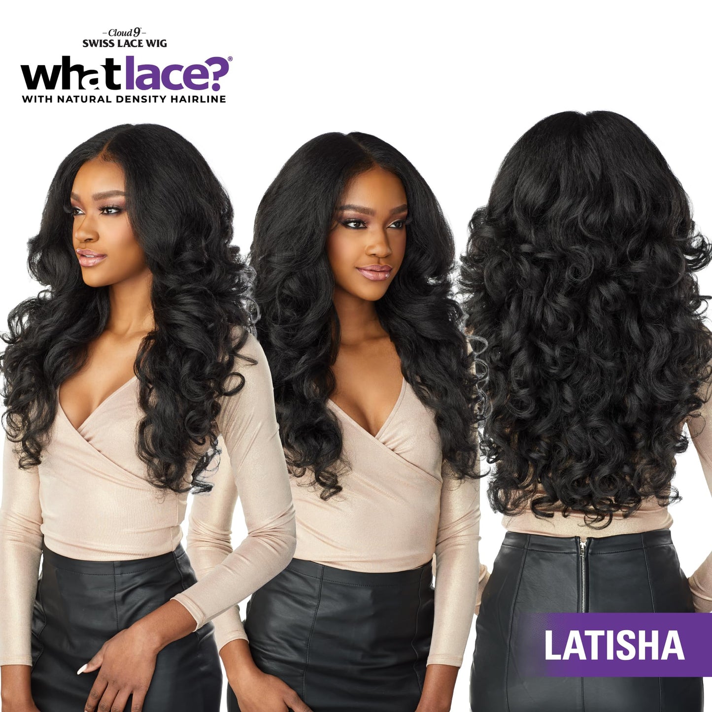 Sensationnel What lace 13x6 Wigs - latisha lacefrontal hand tied glueless synthetic with natural density preplucked hairline (Off Black 1B)