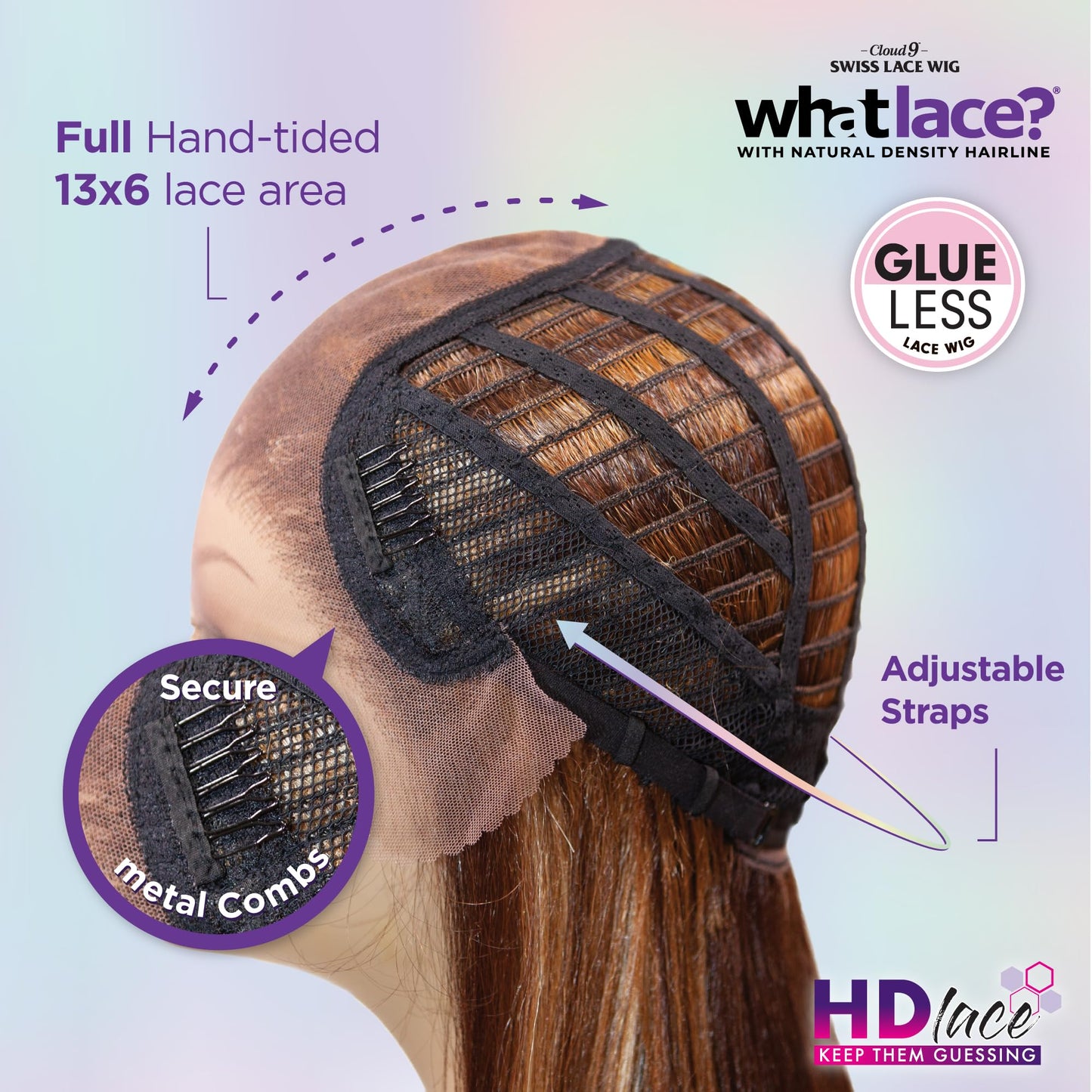 Sensationnel What lace 13x6 Wigs - latisha lacefrontal hand tied glueless synthetic with natural density preplucked hairline (Off Black 1B)