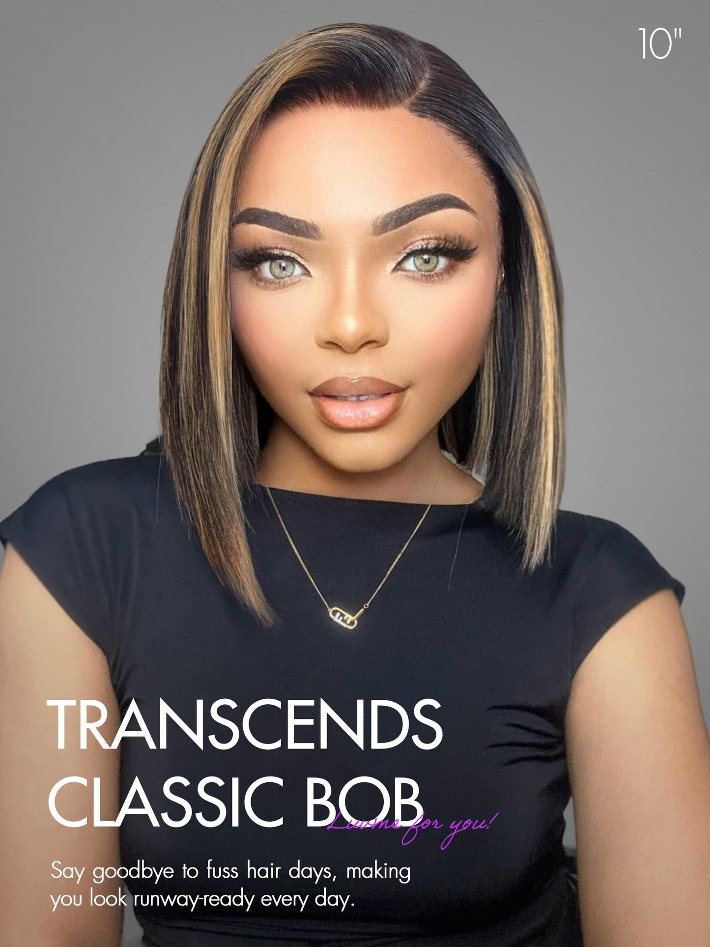 LUVME HAIR Ombre Blonde Highlight Silky Straight Glueless Pre Cut Lace Bob Wig