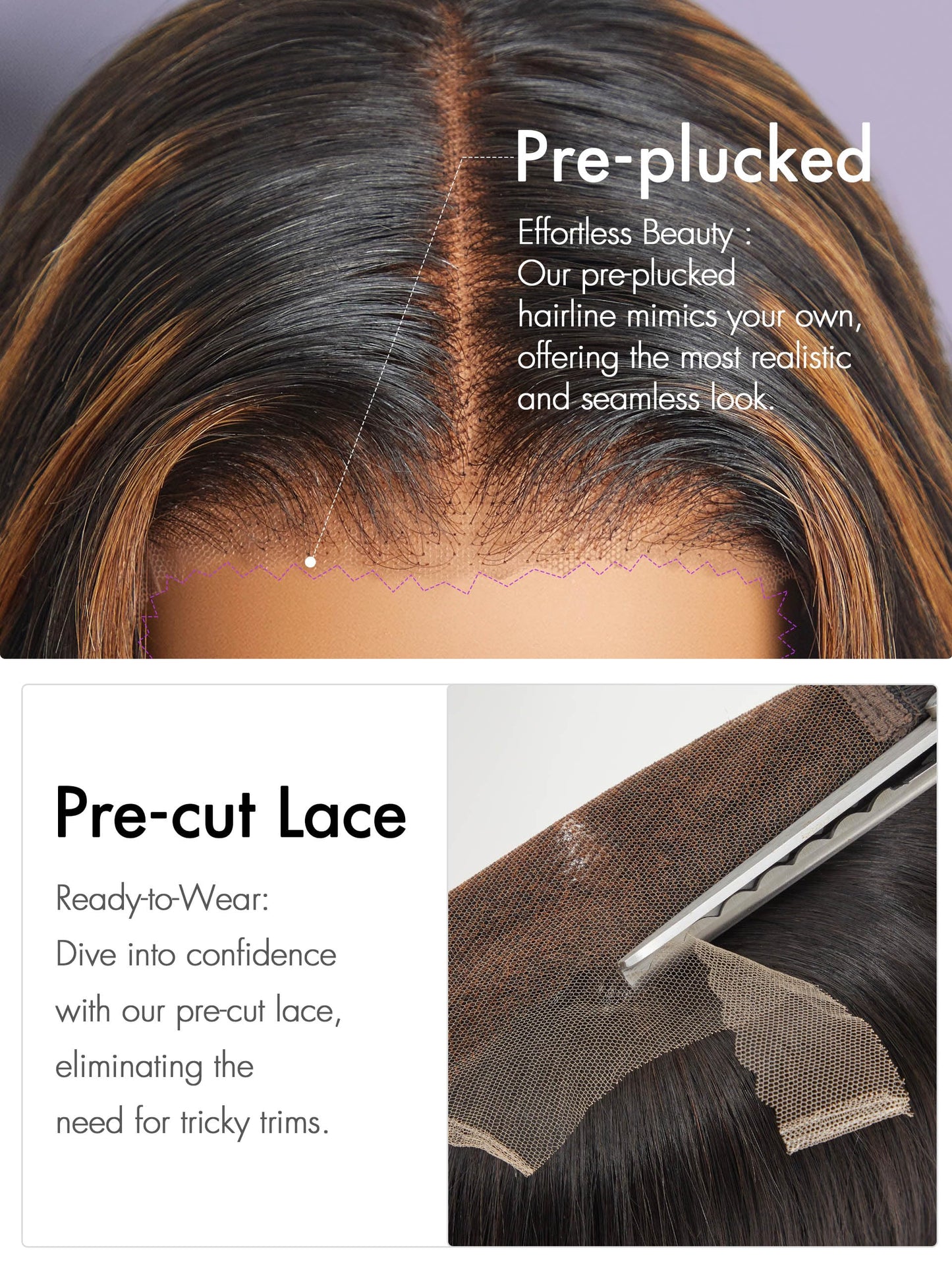 LUVME HAIR 5X5 Brown Highlight Loose Body Wave Glueless Human Hair Wig Pre Cut Lace Front Wig Pre Plucked Ready to Go Long Black Wig For Women (16 Inch & Precut Lace Color 1B/30)
